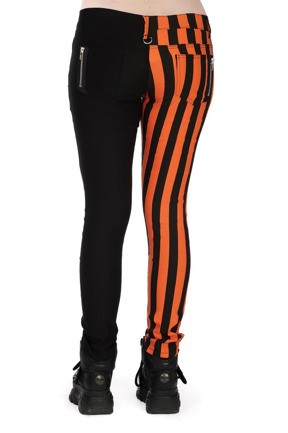 Half Black Half Striped Trousers