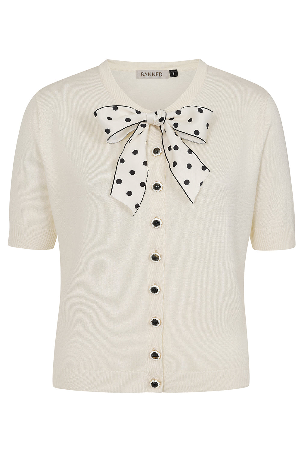 Lady Luck Polka Dot Neck Tie Cardigan