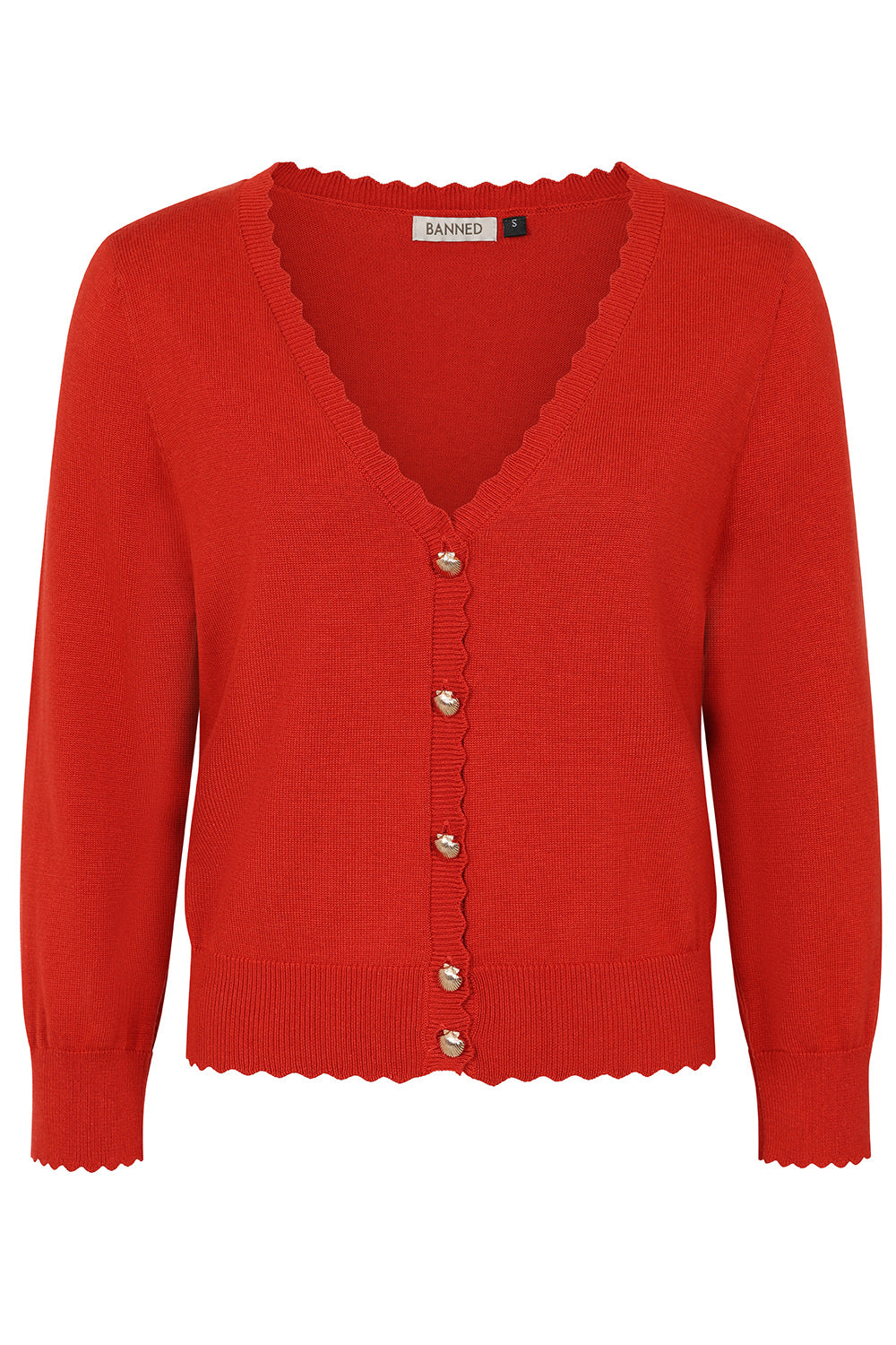 Red Thelma Scallop Cardigan