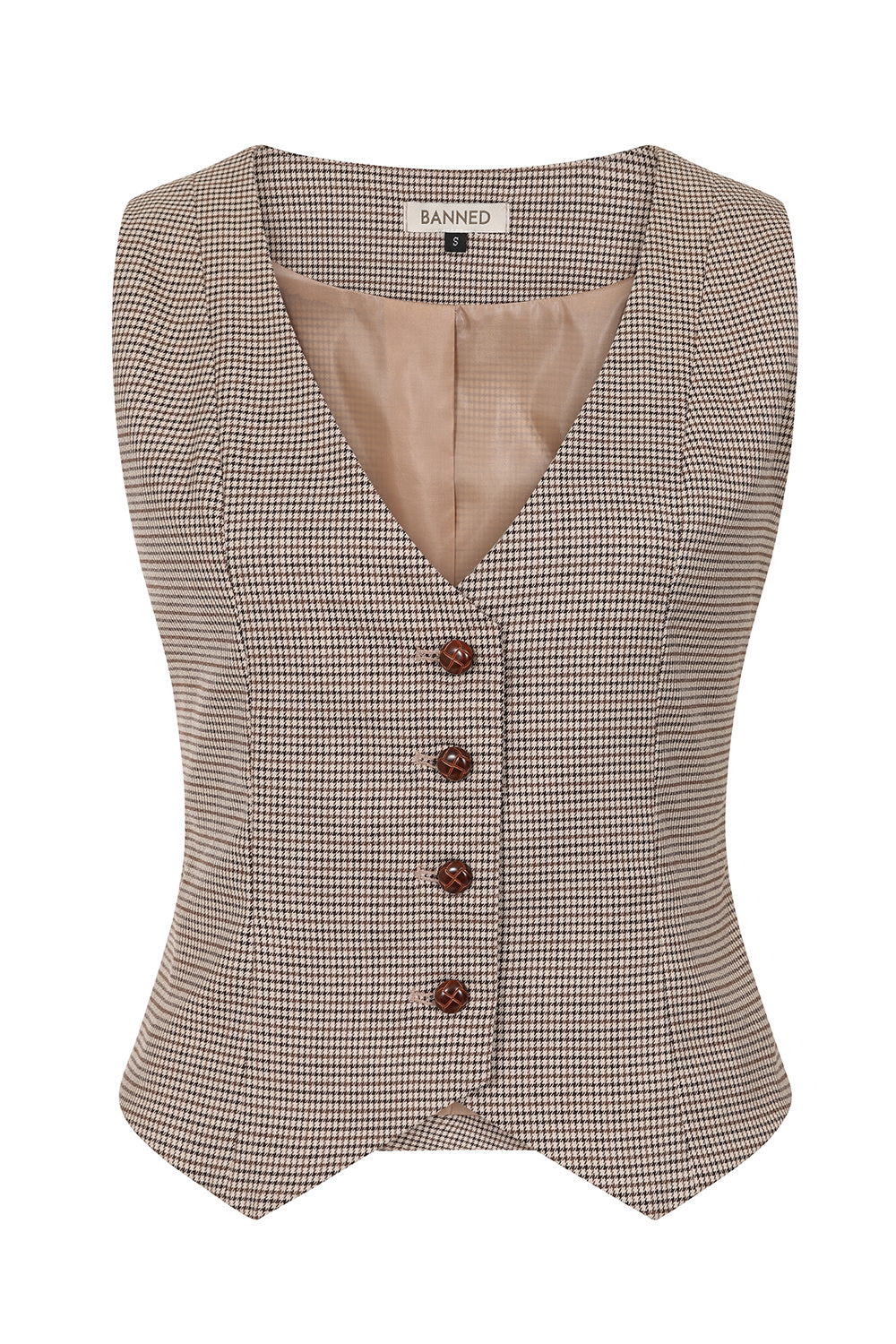 Brown Hallie Houndstooth Waistcoat