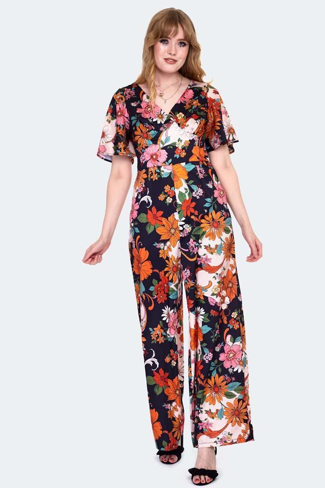 60s Floral Jumpsuit