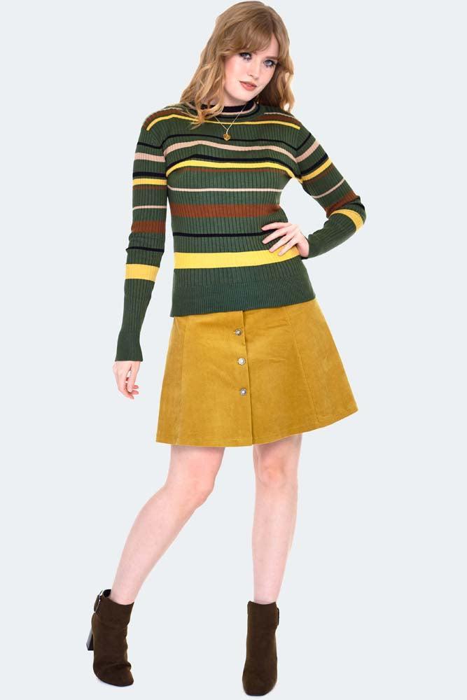 70s Green Stripe Sweater