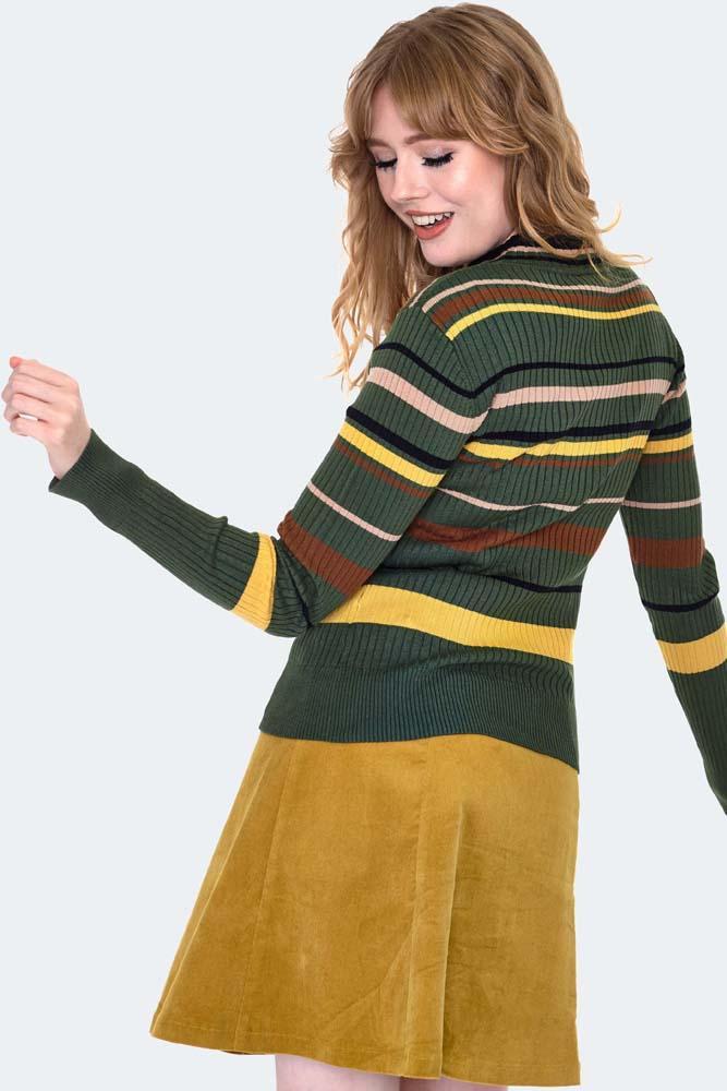 70s Green Stripe Sweater