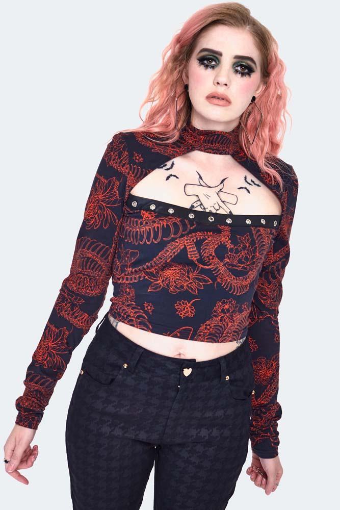 90s Snake Skeleton Long Sleeve Top