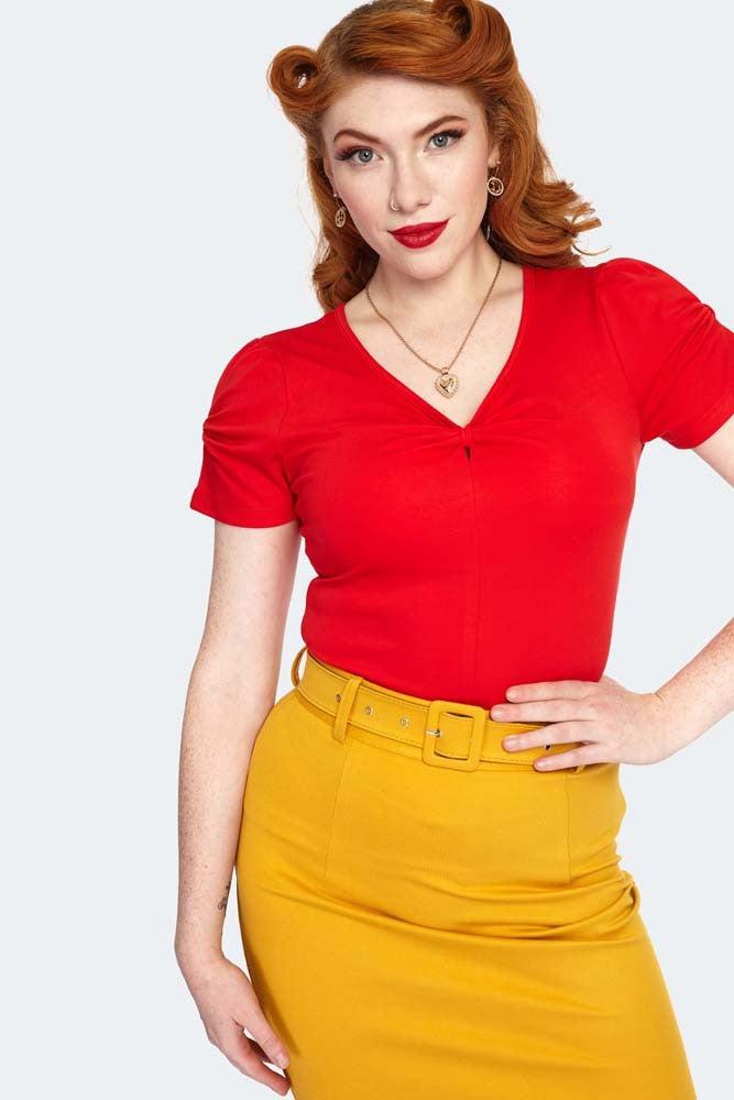 Belted Pencil Skirt-Voodoo Vixen-Dark Fashion Clothing