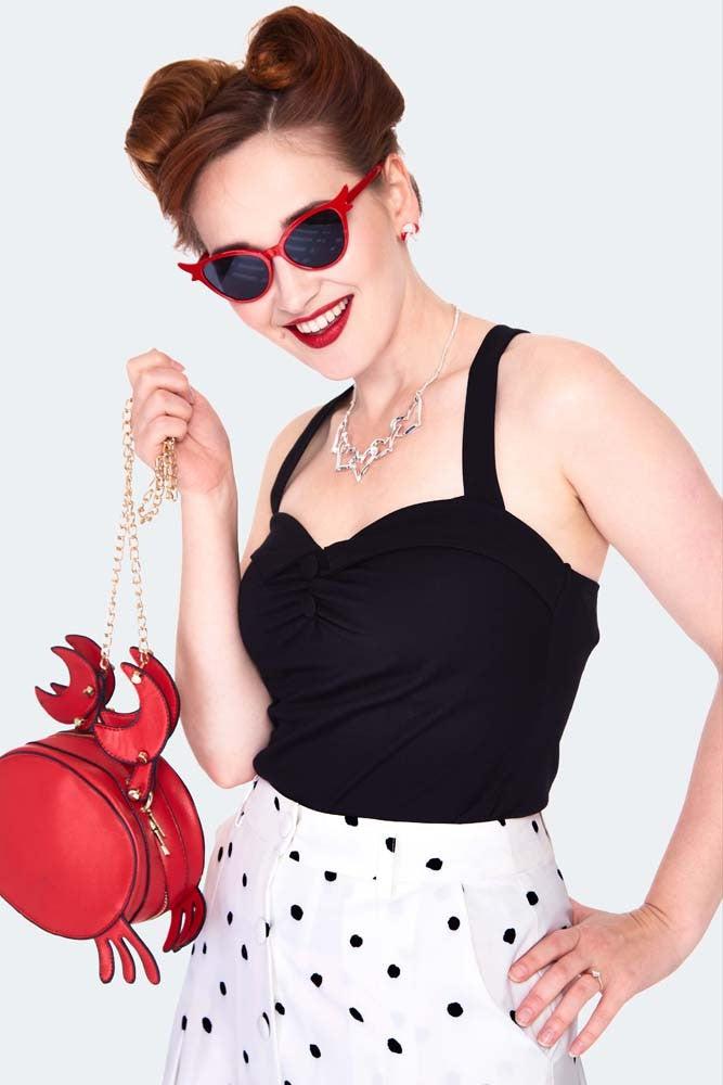 Cross Strap Front Detail Knit Top-Voodoo Vixen-Dark Fashion Clothing