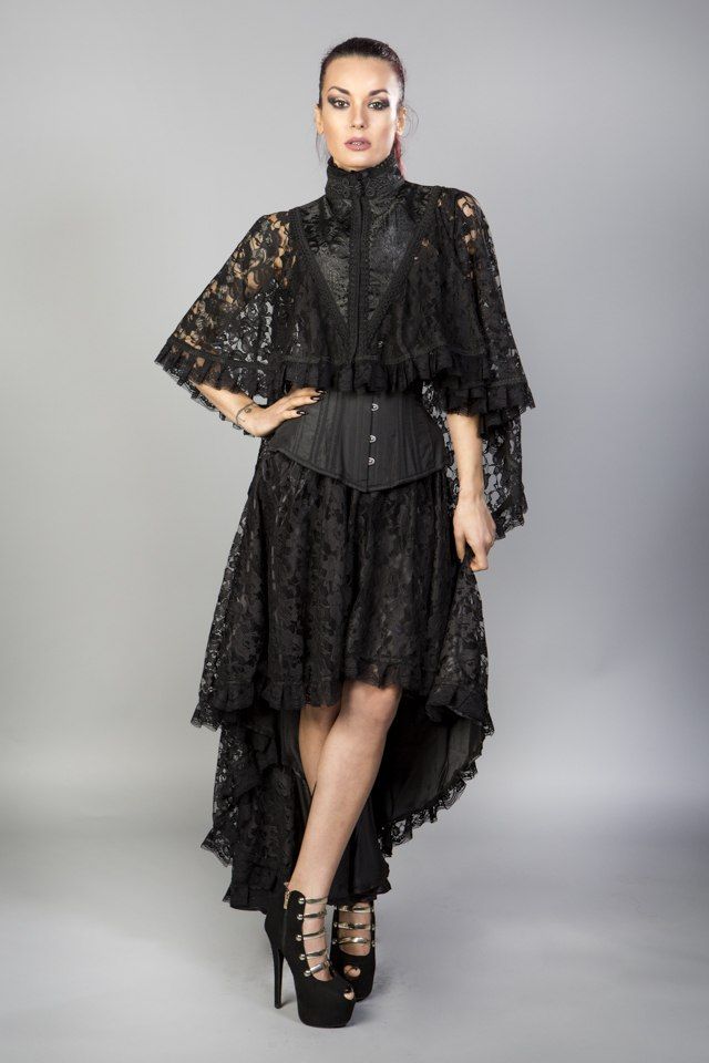 Draconia Black Lace King Brocade Bolero-Burleska-Dark Fashion Clothing