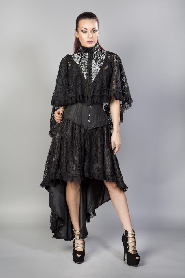 Draconia Black Lace King Brocade Bolero-Burleska-Dark Fashion Clothing