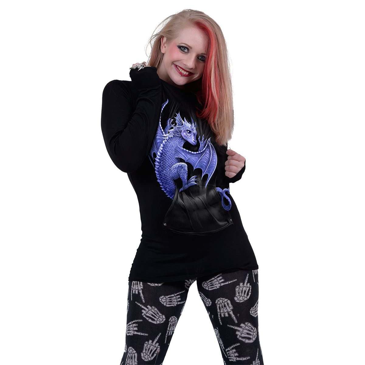 Pocket Dragon - (Digital Print) - Baggy Top Black