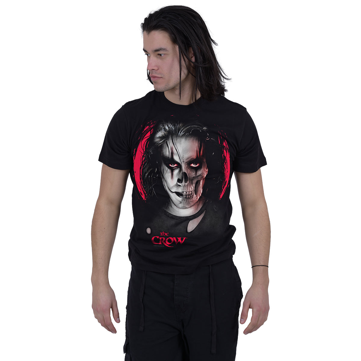 The Crow - Skull Face - Front Screen Print t-Shirt Black