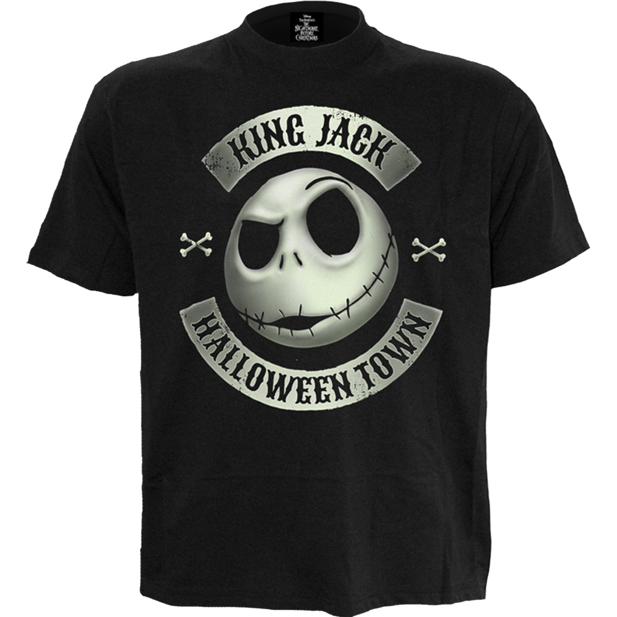 Nightmare Before Xmas - Jack Crest (Glow) - Front Print t-Shirt Black