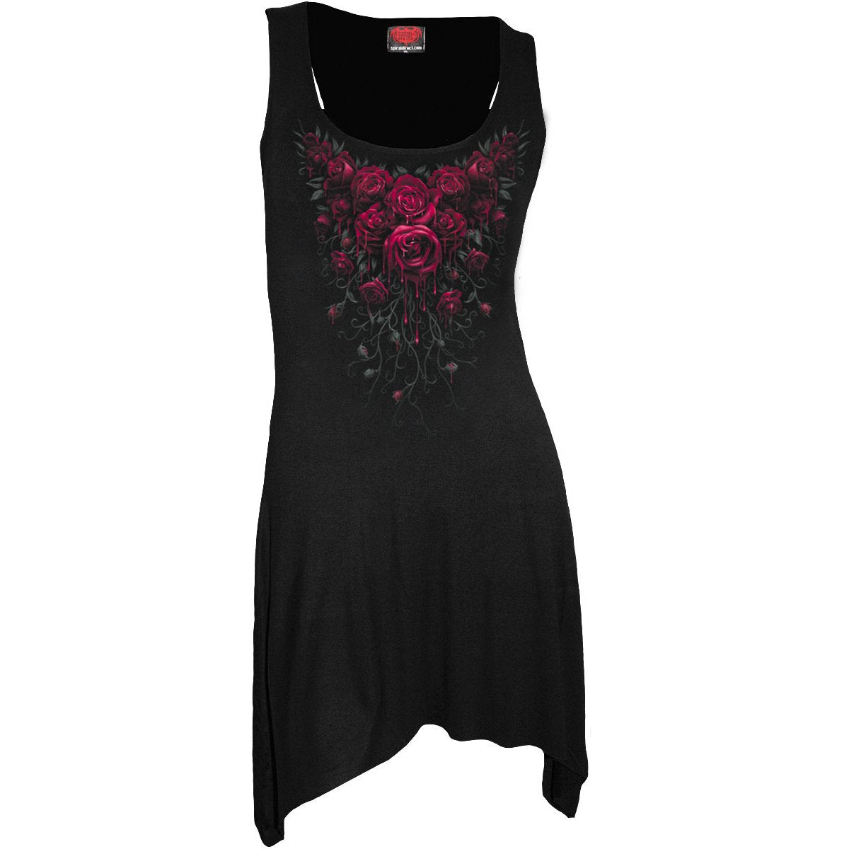 Blood Rose (Digital Print) - Goth Bottom Camisole Dress Black