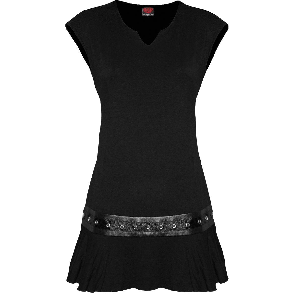 Gothic Rock - Stud Waist Mini Dress Black