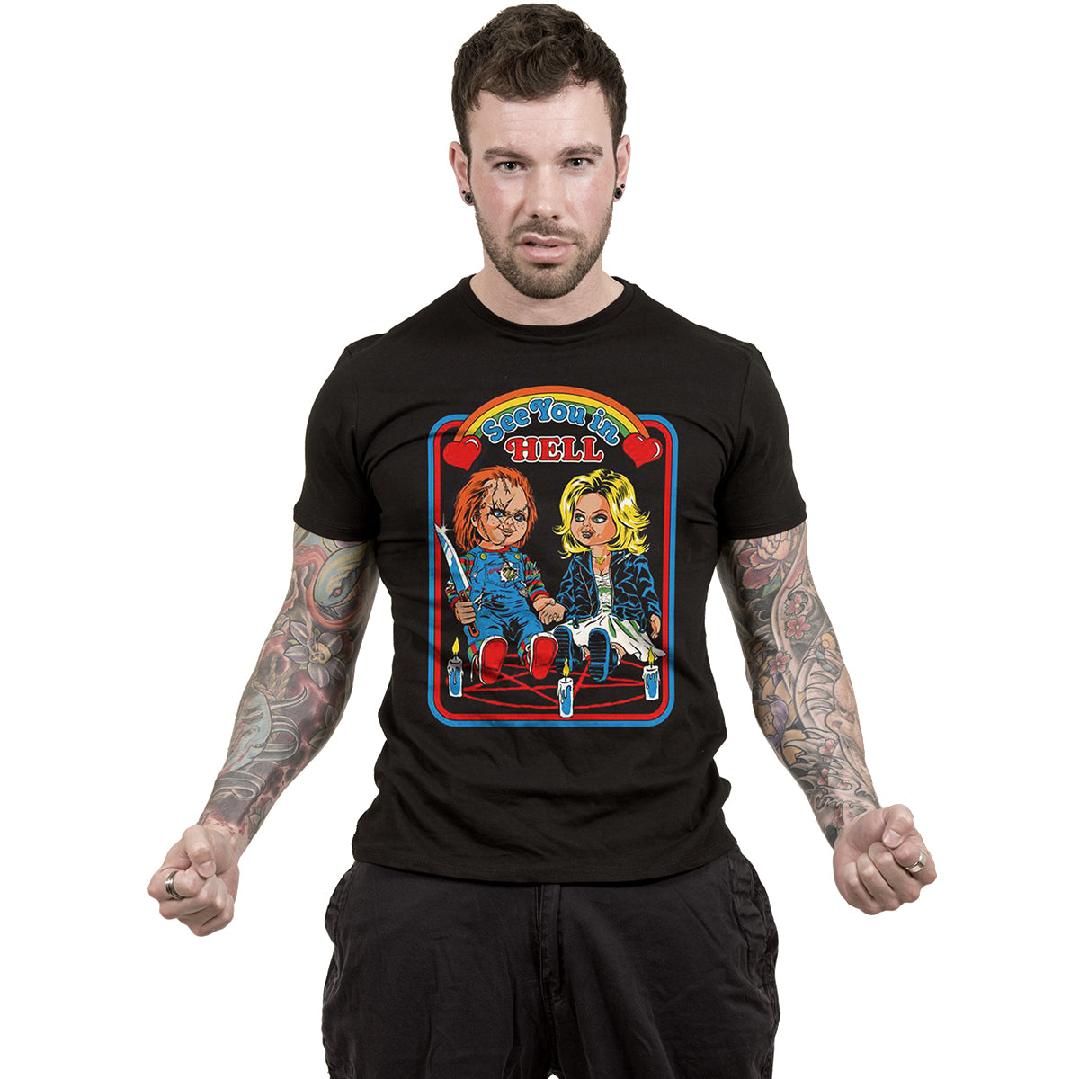 Steven Rhodes - Chucky See You in Hell - Front Print t-Shirt Black