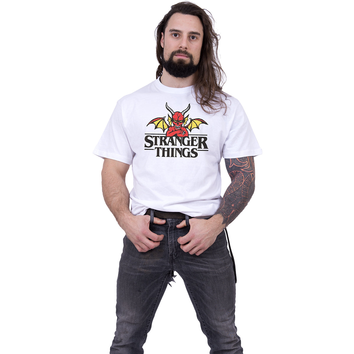 Stranger Things - Demon - Front Print t-Shirt White