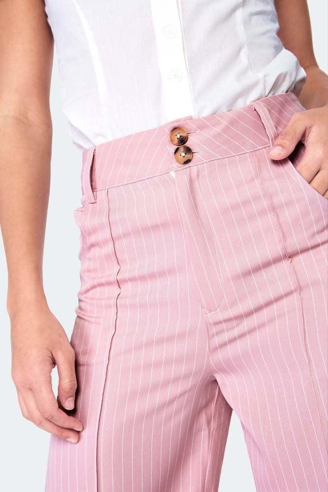 Retro Pinstripe Style Turn Up Trousers-Voodoo Vixen-Dark Fashion Clothing