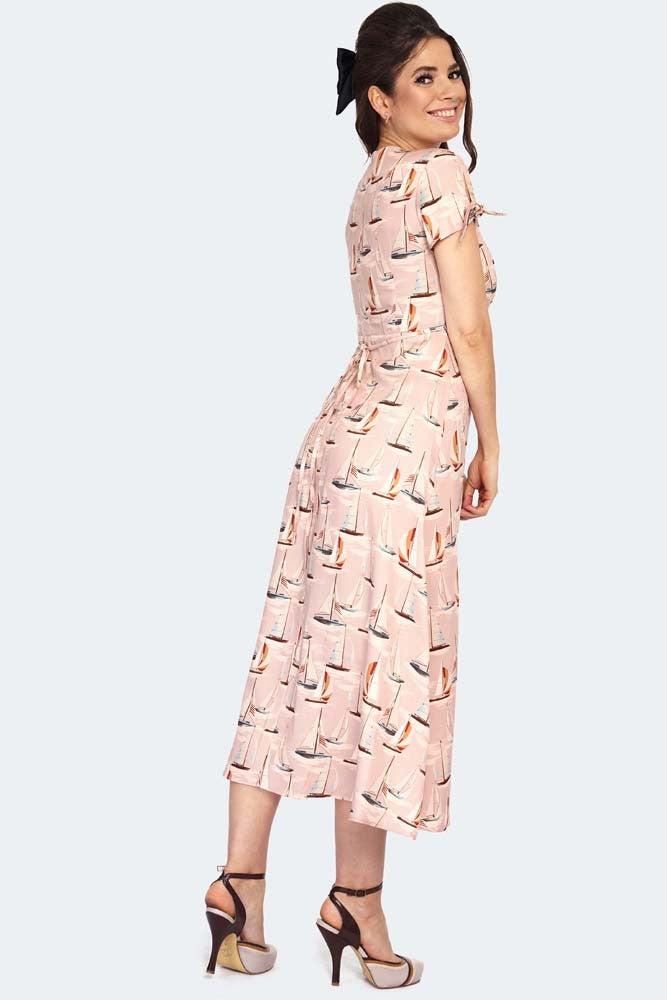 Sail Away Print Midi Dress-Voodoo Vixen-Dark Fashion Clothing