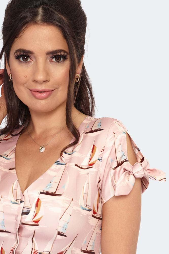 Sail Away Print Midi Dress-Voodoo Vixen-Dark Fashion Clothing