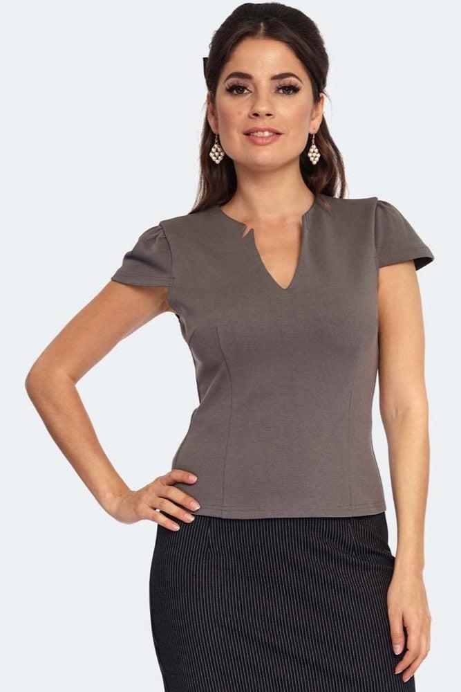 Star Cut Front Neckline Detail Knit Top-Voodoo Vixen-Dark Fashion Clothing