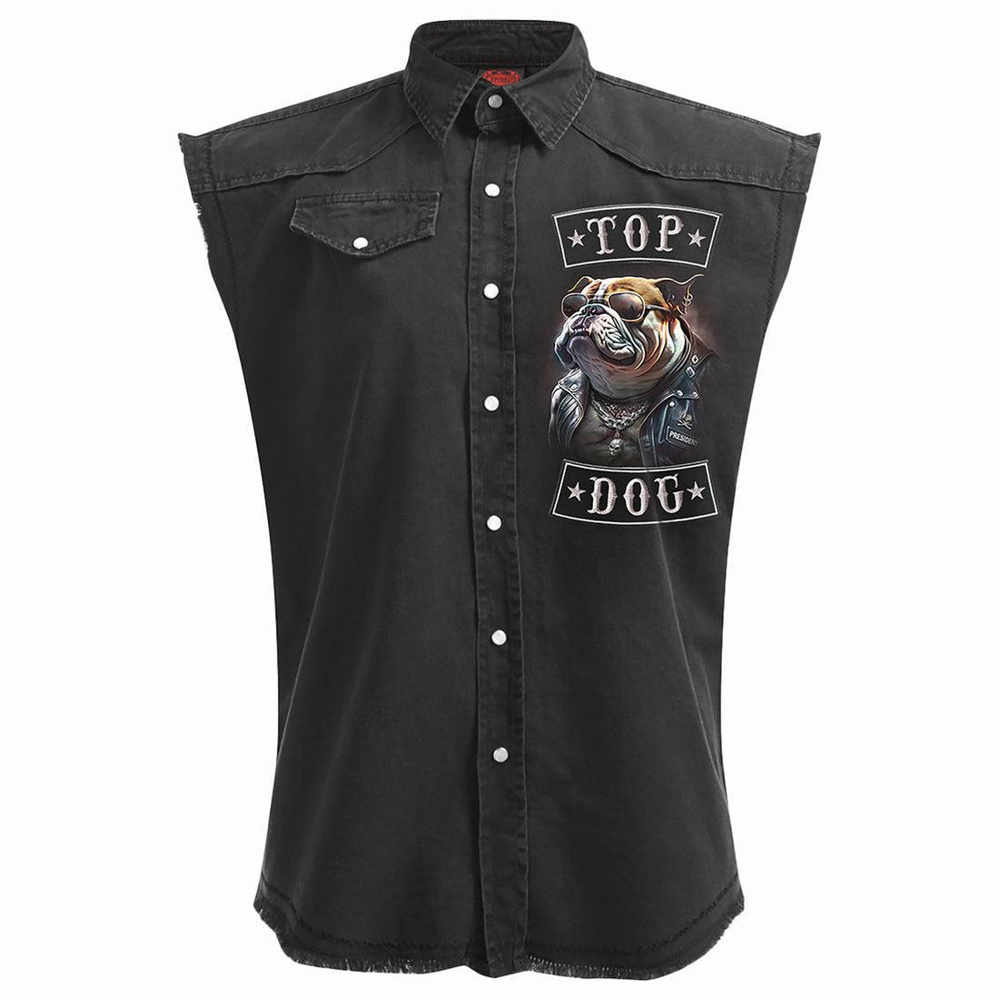 Top Dog - Sleeveless Stone Washed Worker Black