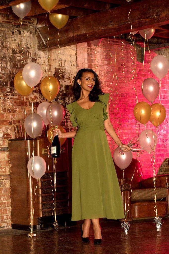 Amelia Olive Gown-Voodoo Vixen-Dark Fashion Clothing