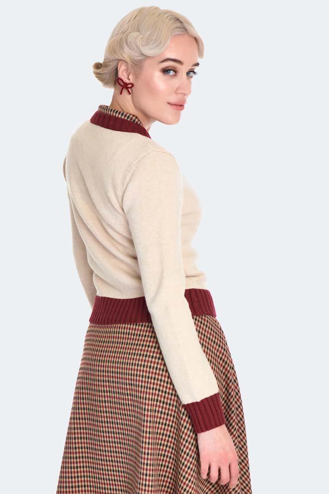 Cream Argyle Pattern Cardigan