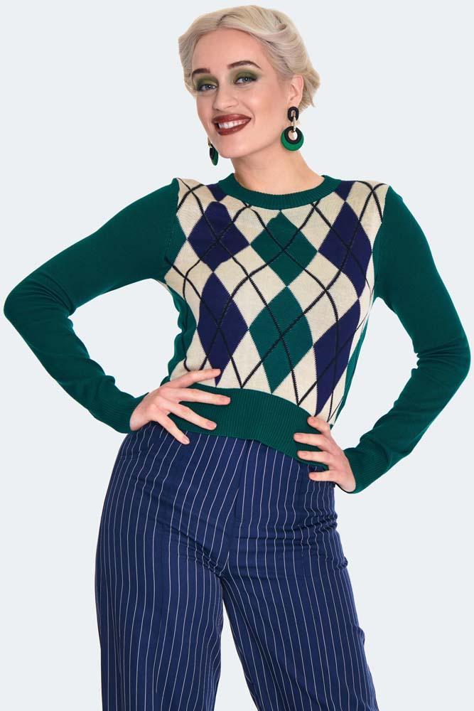 Vintage Knitted Argyle Sweater