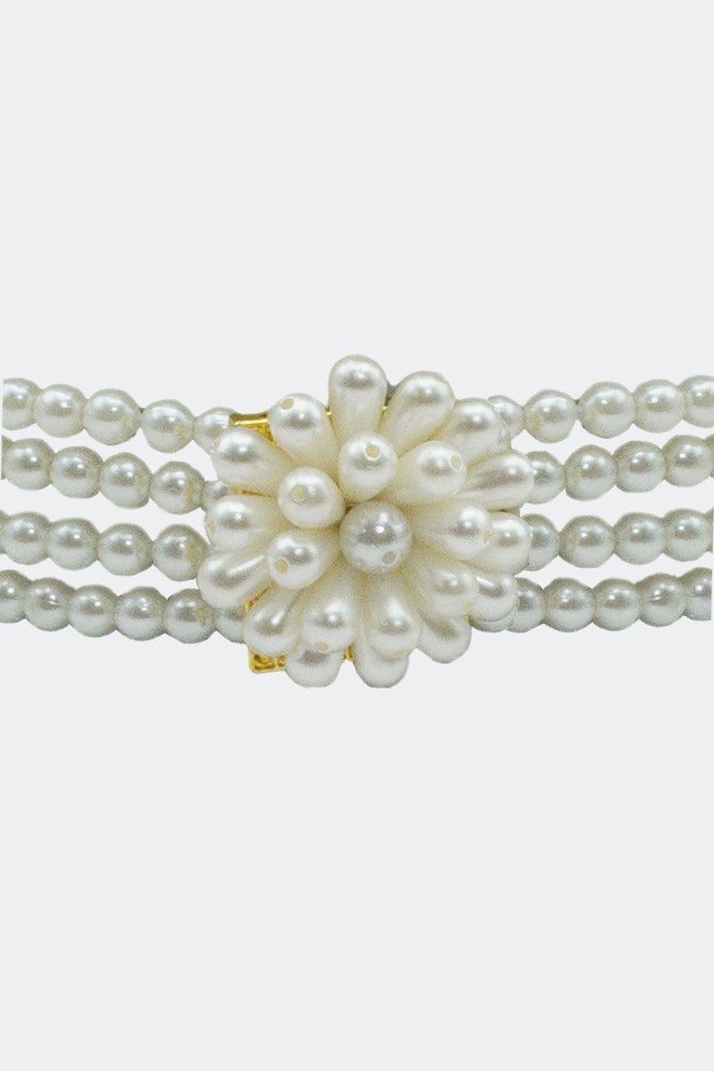 Flower Buckle Pearl Chain Belt