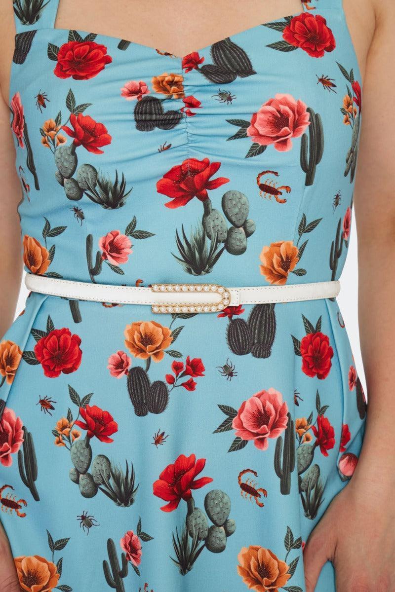 Pearl Buckle Skinny Leather Belt