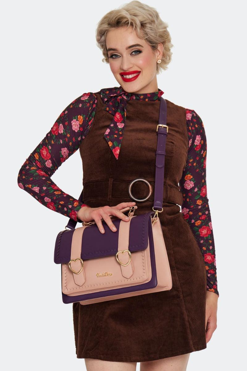 60s Heart Buckle Satchel Bag