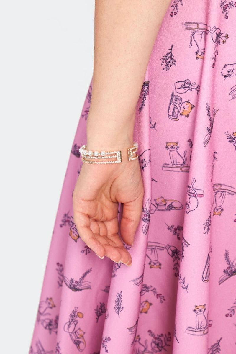 Pearl and Rhinestone Adjustable Bracelet