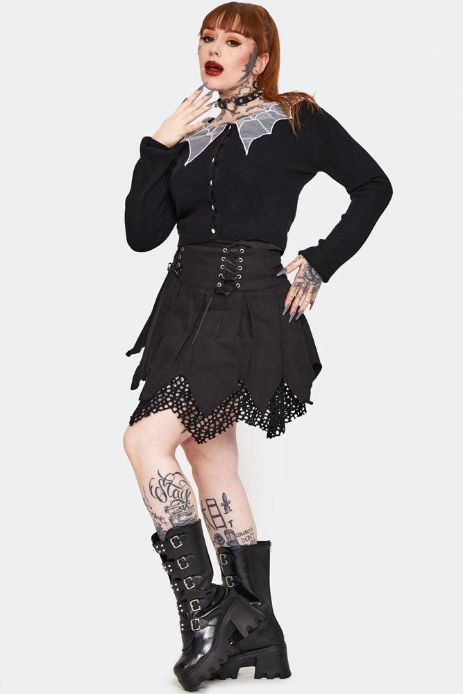 Spider Web Collar Cropped Cardigan