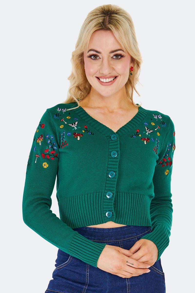 Woodland Embroidery Crop Cardigan
