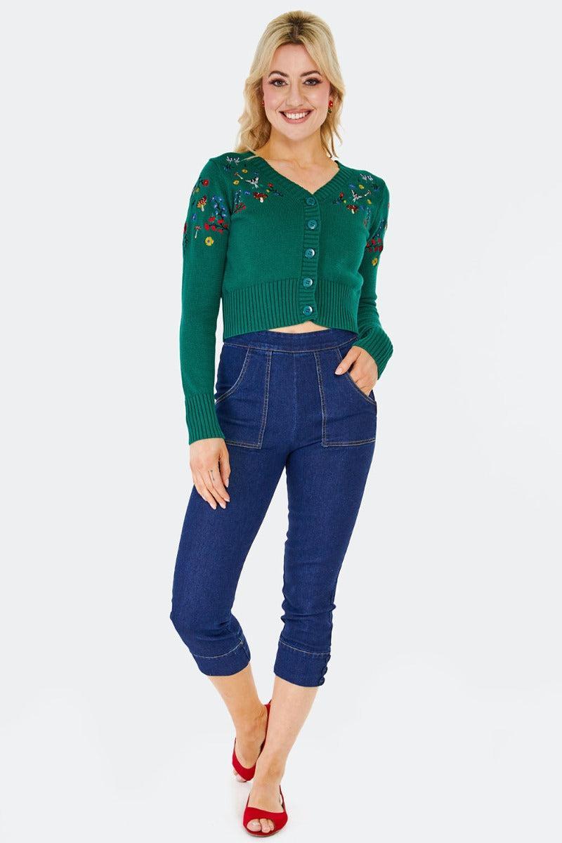 Woodland Embroidery Crop Cardigan