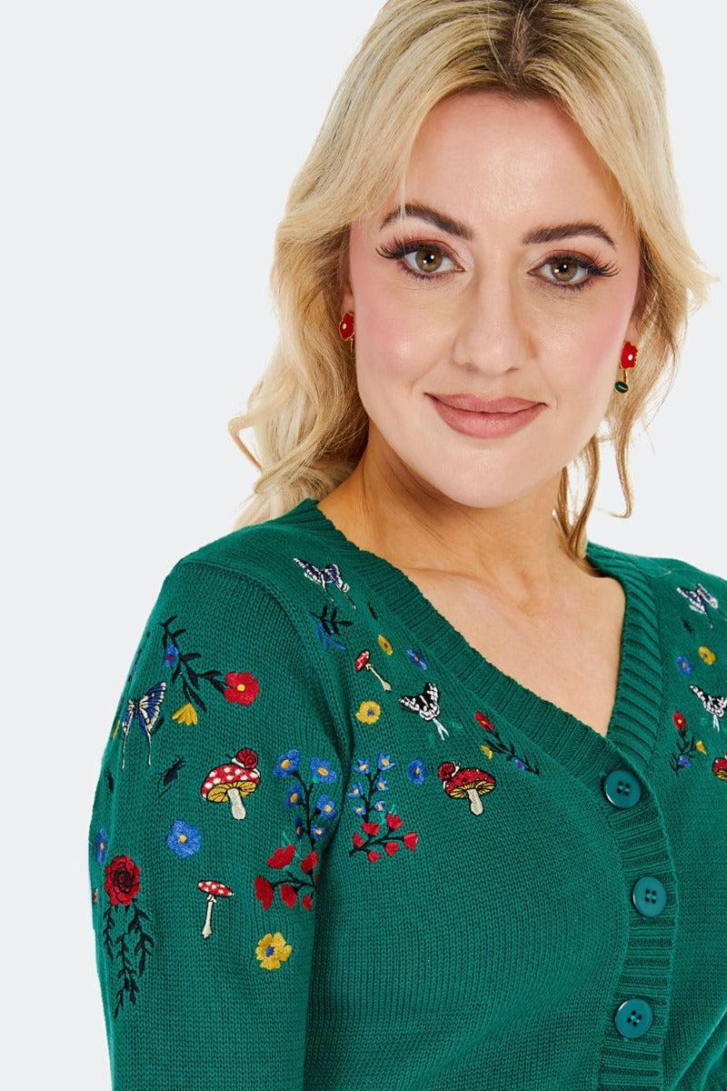 Woodland Embroidery Crop Cardigan