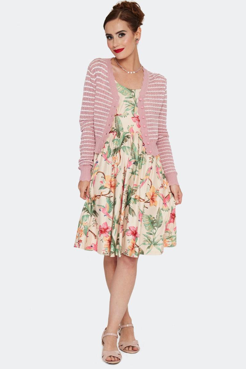 Scallop Knit Stripe Patterned Cardigan