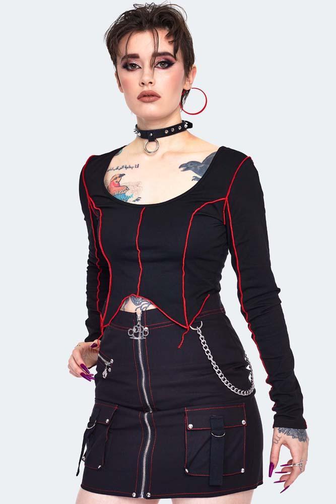 Cargo Contrast Stitch Mini Skirt