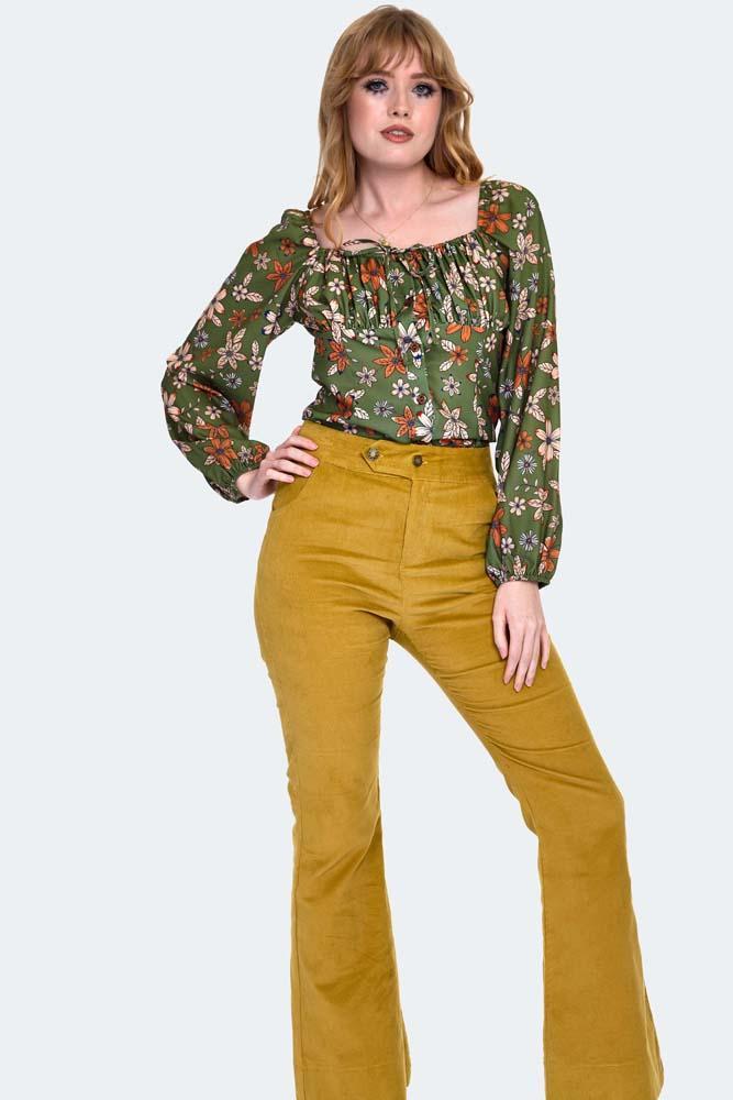 Mustard Corduroy Flare Trousers