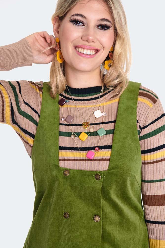 Corduroy Overall Button Skirt