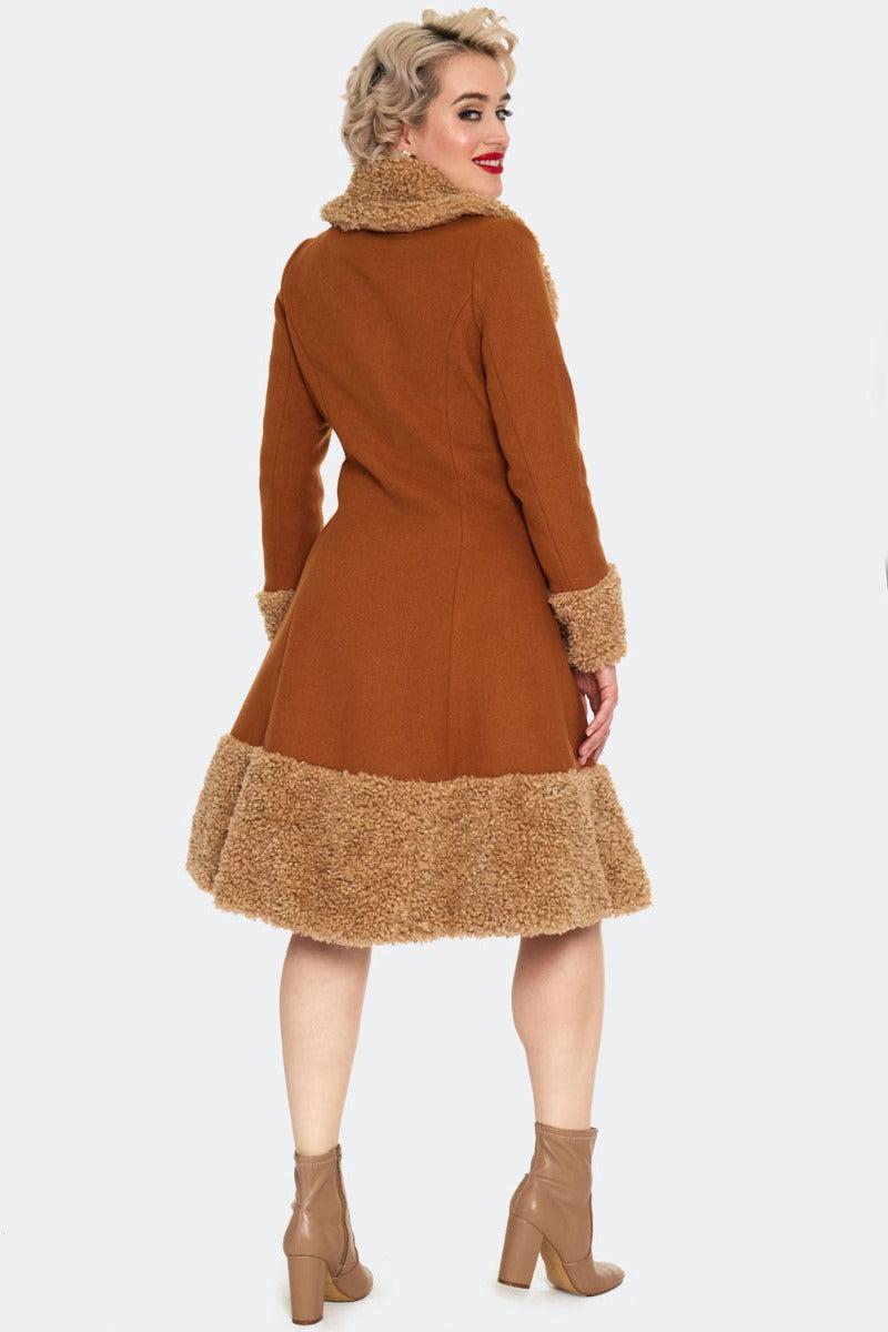 Brown Faux Fur Trimmed Coat