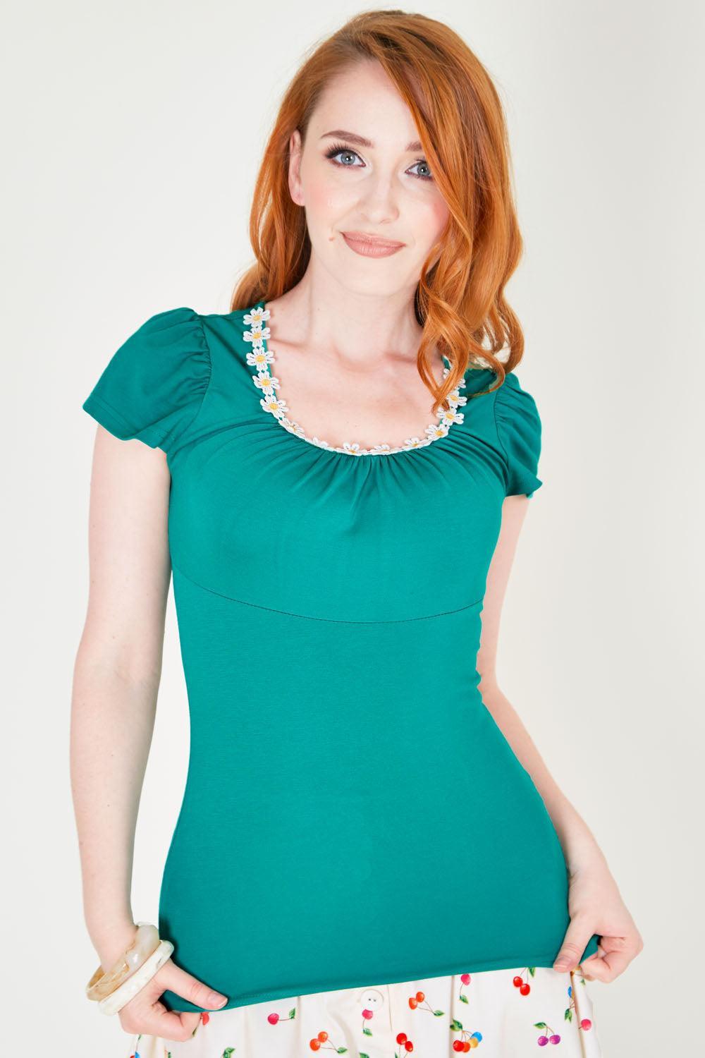 Green Daisy Top