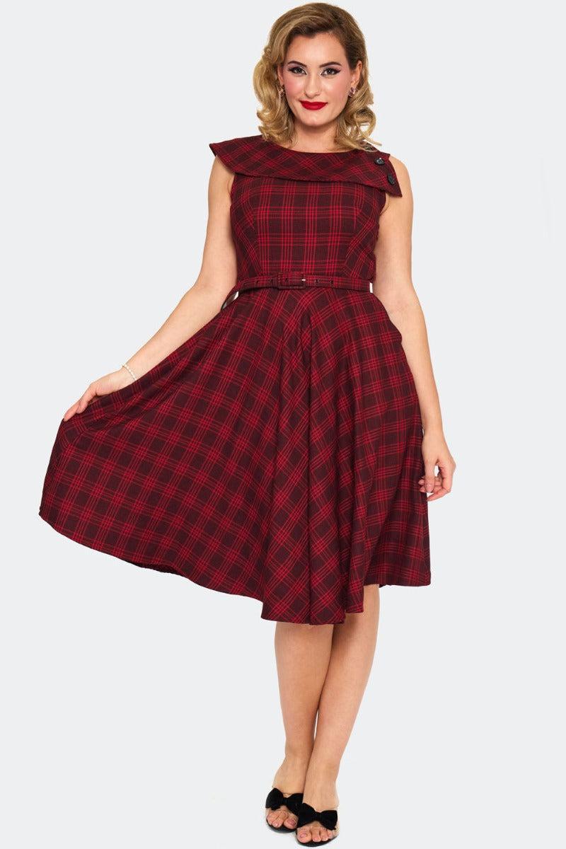 Retro Checked Flare Dress