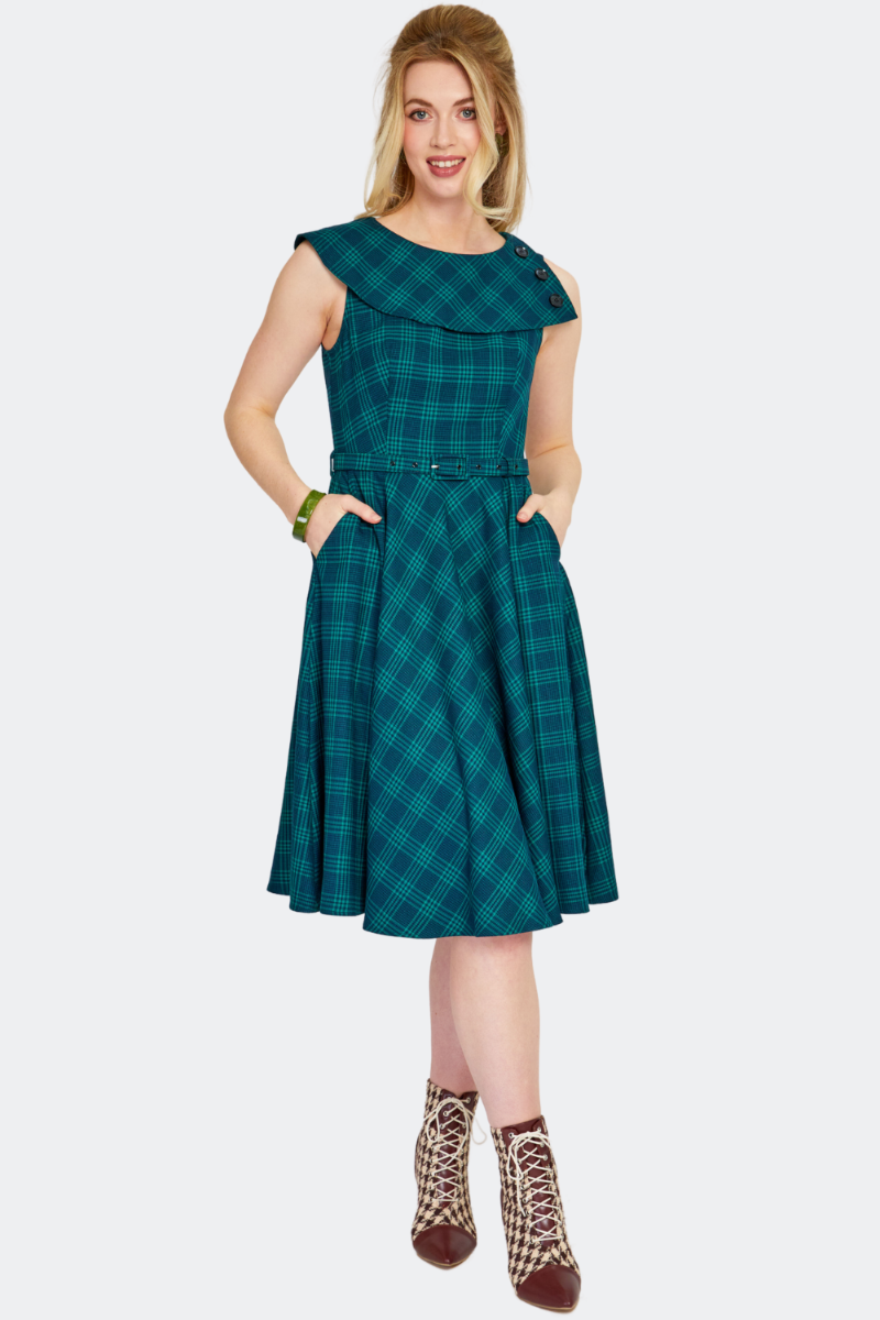 Retro Checked Flare Dress
