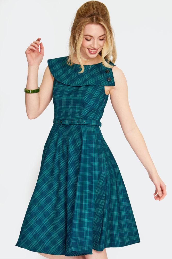 Retro Checked Flare Dress