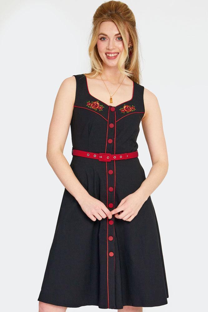 Rose Embroidered Flare Dress