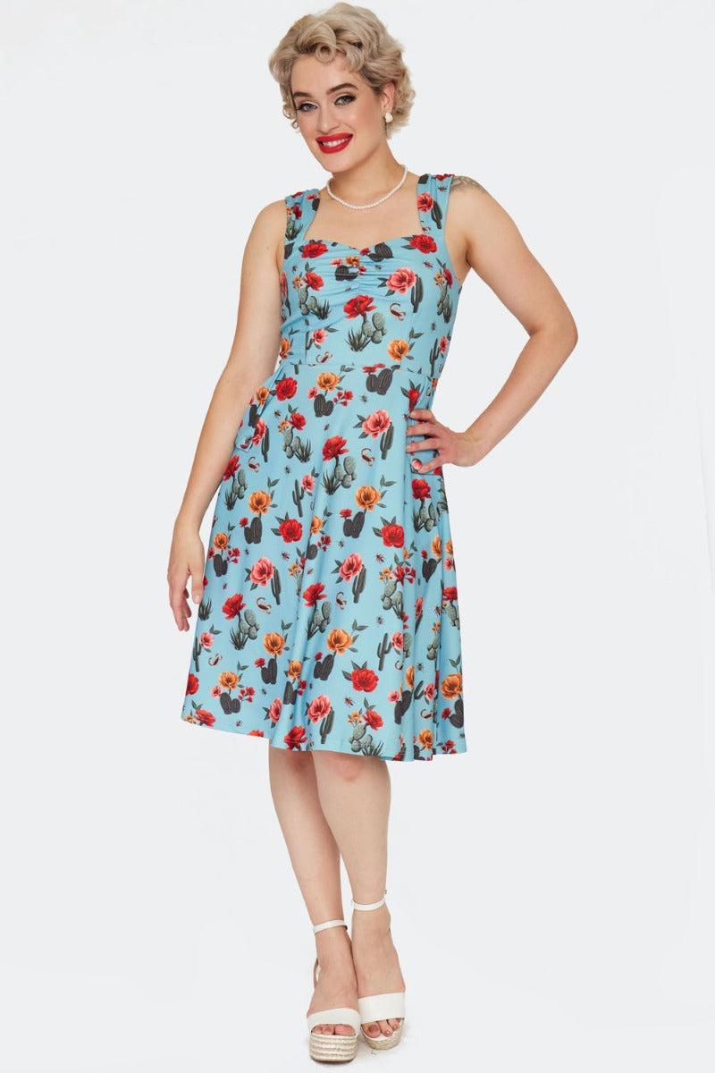 Desert Floral Print Flare Dress