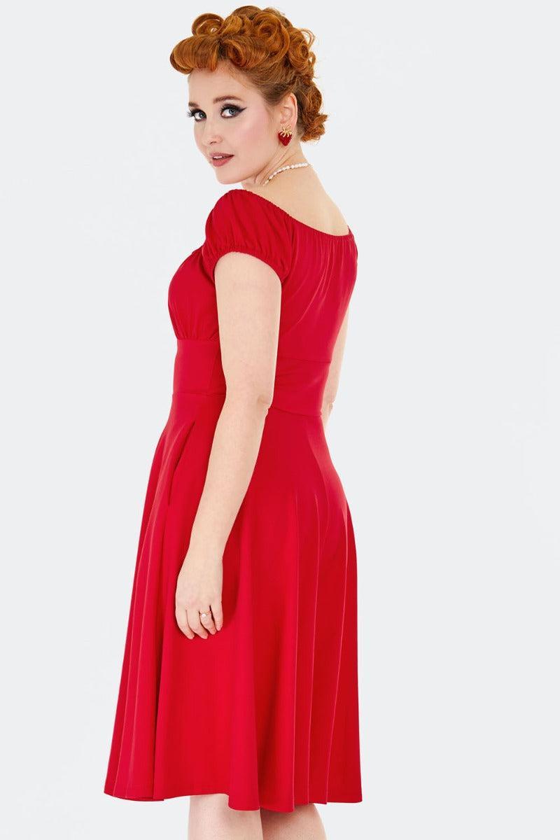 Gathered Neckline Flare Dress