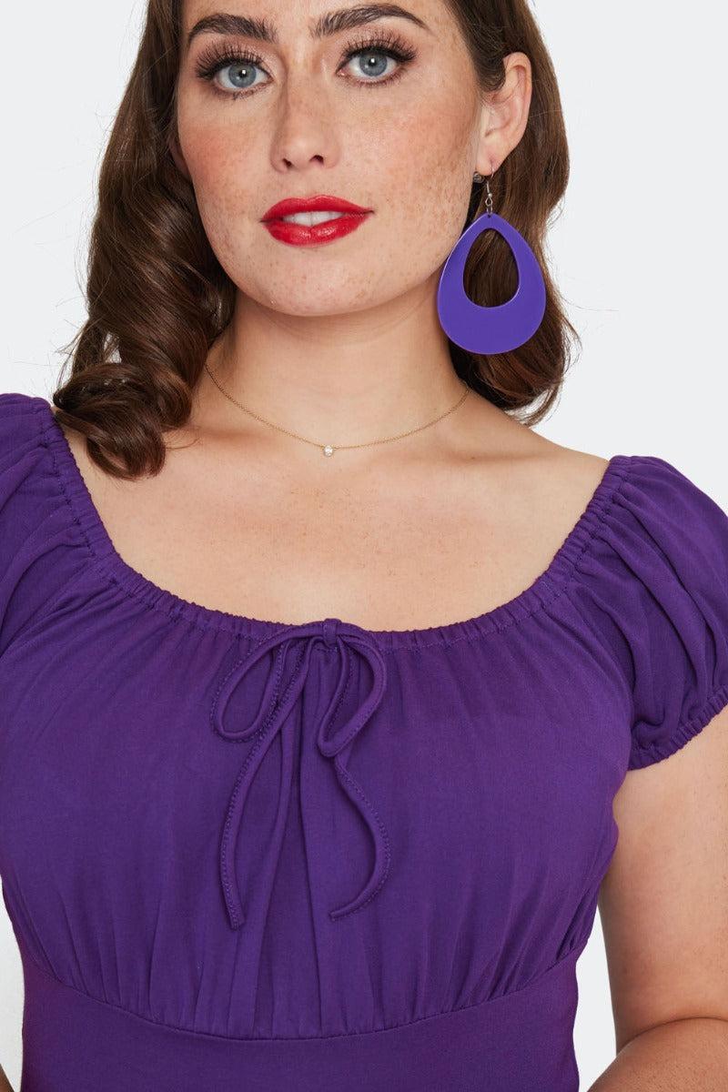 Gathered Neckline Flare Dress