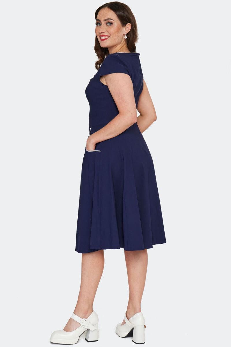 Front Neckline Detail Flare Dress