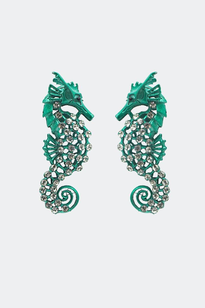 Rhinestone Seahorse Earrings